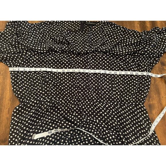 Lane Bryant Women’s Black Textured Polka Dot Tiered Ruffle Long Sleeve Dress 26P - Picture 7 of 10